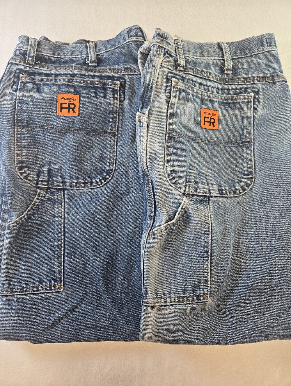 Two Pair of Wrangler FR Riggs Workwear Carpenter Jeans Mens Blue 38x32 Lot of 2